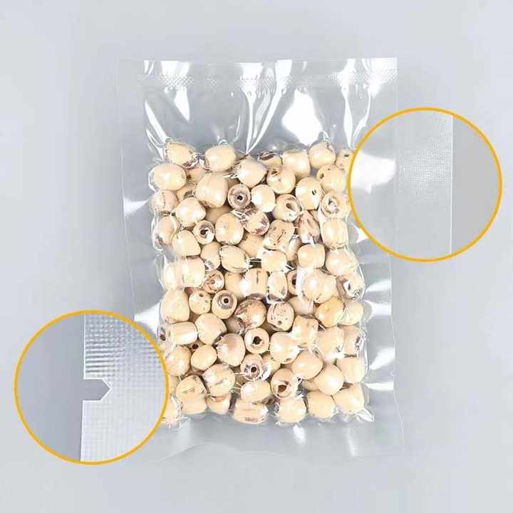 Clear vacuum bag with rice inside