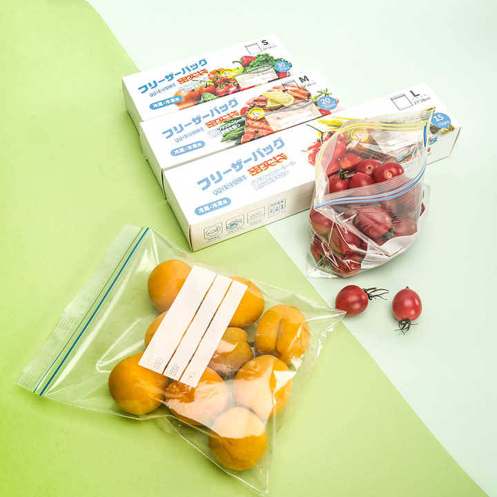 Durable plastic ziplock bag for food