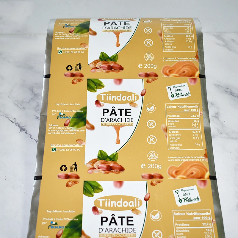 glossy laminated food packaging roll stock film